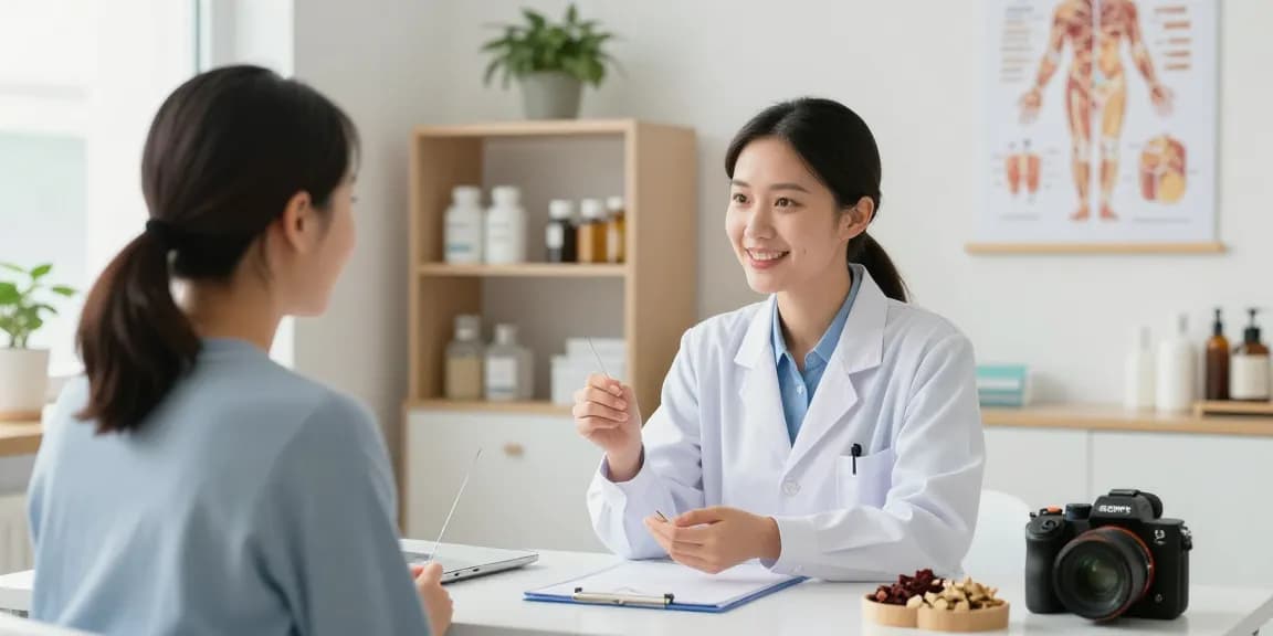 Expert treatment at 수원교통사고한의원 with a caring doctor consulting a patient in a calming clinic.