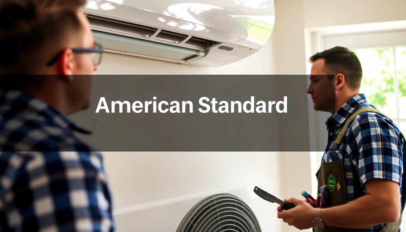Browse services from an American Standard HVAC dealer showcasing a technician at work.