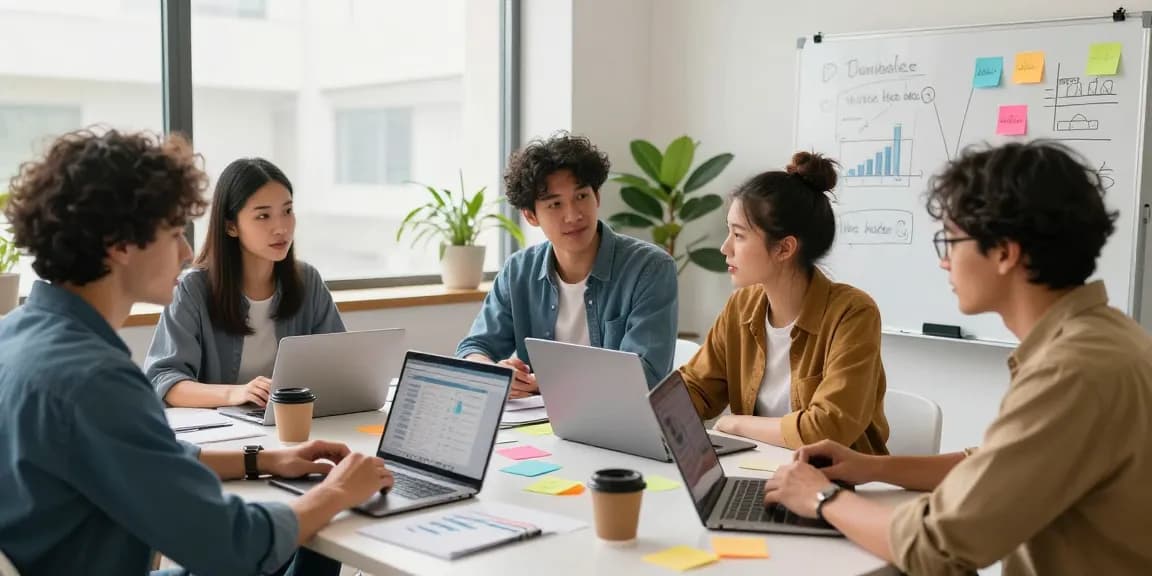Collaborative startup team at https://www.startsomethingpc.com brainstorming ideas for business growth.