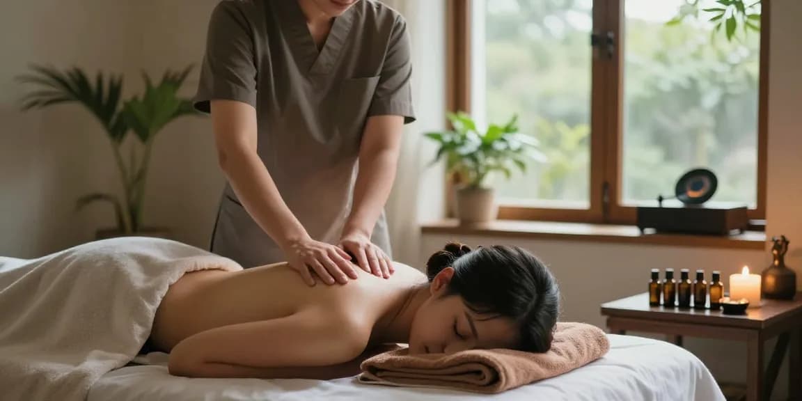 Relaxing Swedish 마사지 session in a serene spa environment.