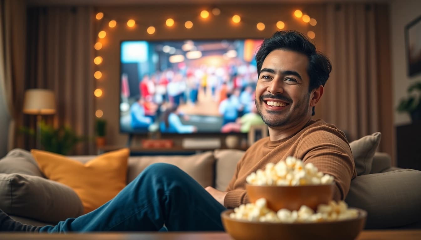 ดูหนังออนไลน์ฟรี โดยผู้ชมที่สนุกอยู่ในห้องนั่งเล่นอบอุ่นและน่ารัก