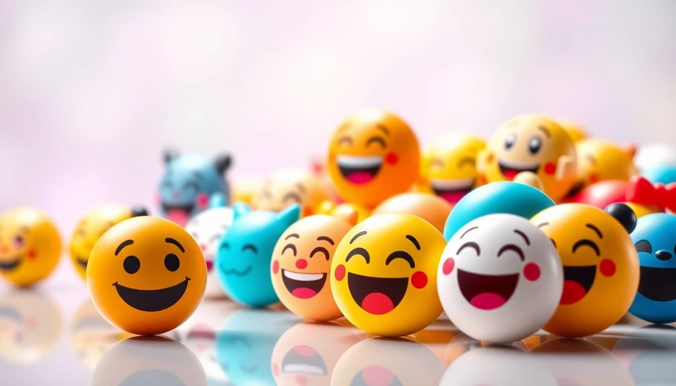 Showcasing various tiktok emojis displayed creatively on a colorful digital background.