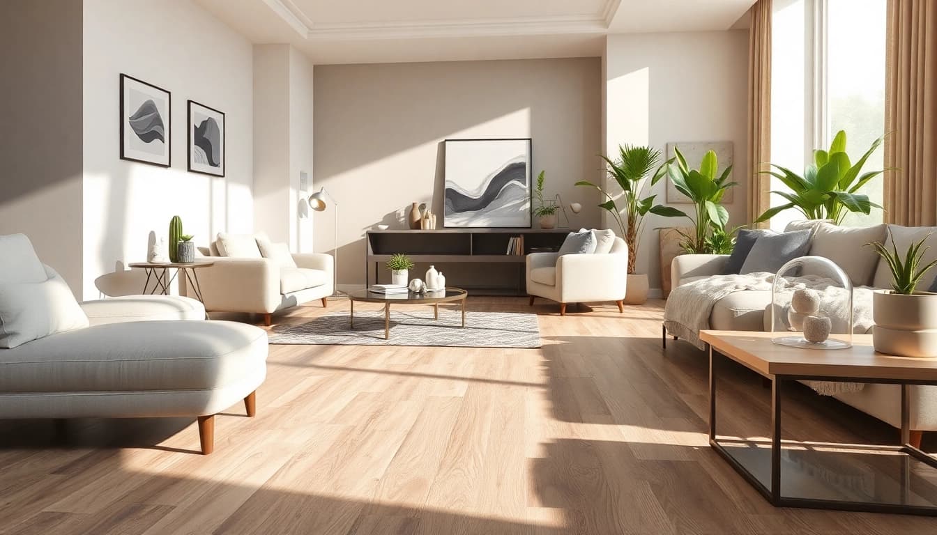 Transform your space with quality vinyl flooring that enhances modern living interiors.