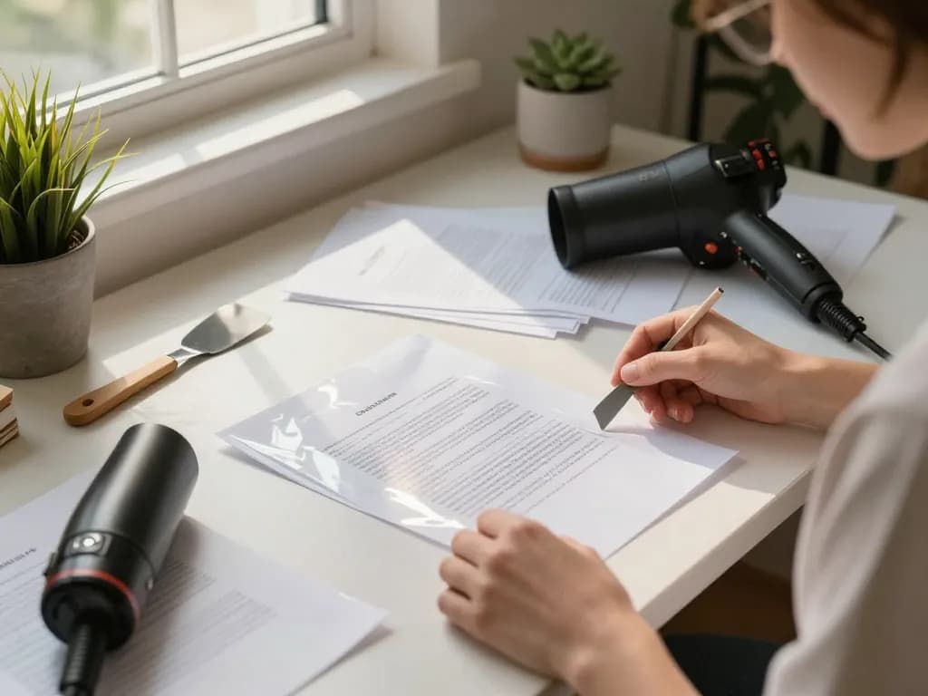 bóc ép plastic - người bóc lớp plastic mà không gây hư hại trong một văn phòng sáng sủa