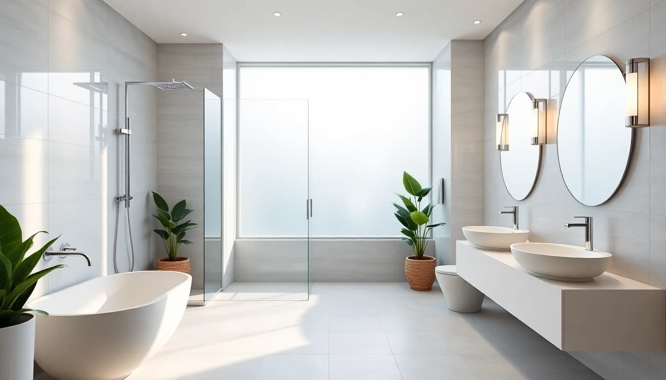 Experience luxurious elegant showers Australia in a serene, modern bathroom setting.