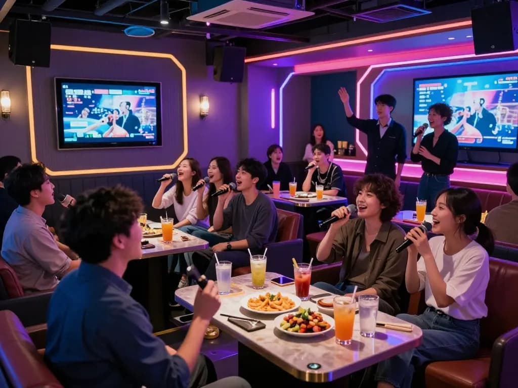 인천쓰리노의 활기찬 바 장면, 노래방과 생동감 넘치는 분위기