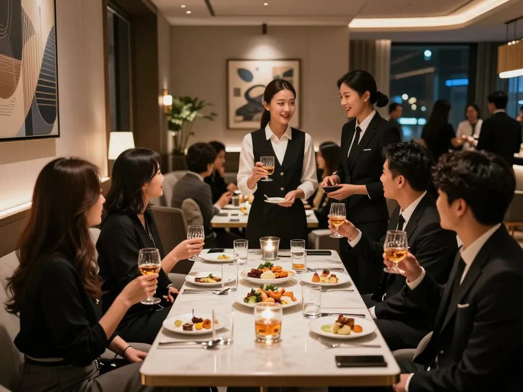 Experience the luxurious atmosphere of 강남쩜오 with elegant decor, premium drinks, and lively interactions.