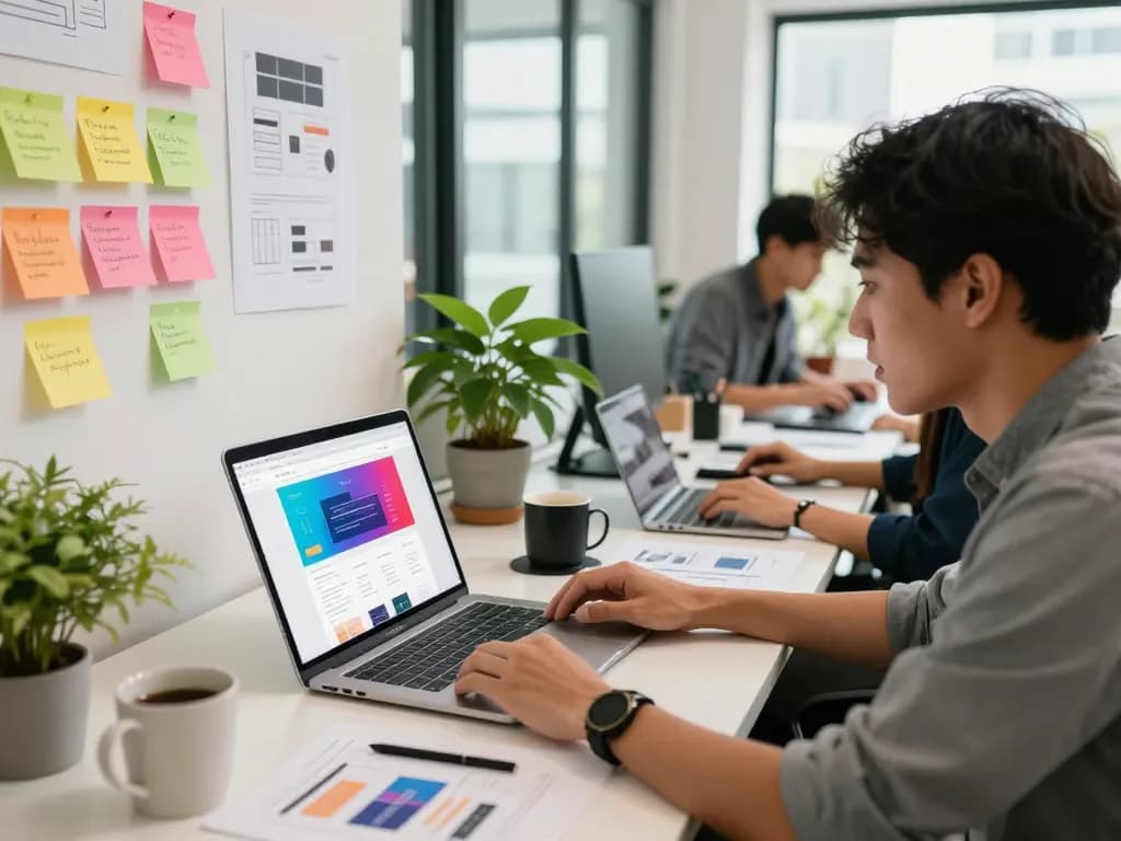 Creative web designer Kuala Lumpur collaborating on dynamic website projects in a modern studio.