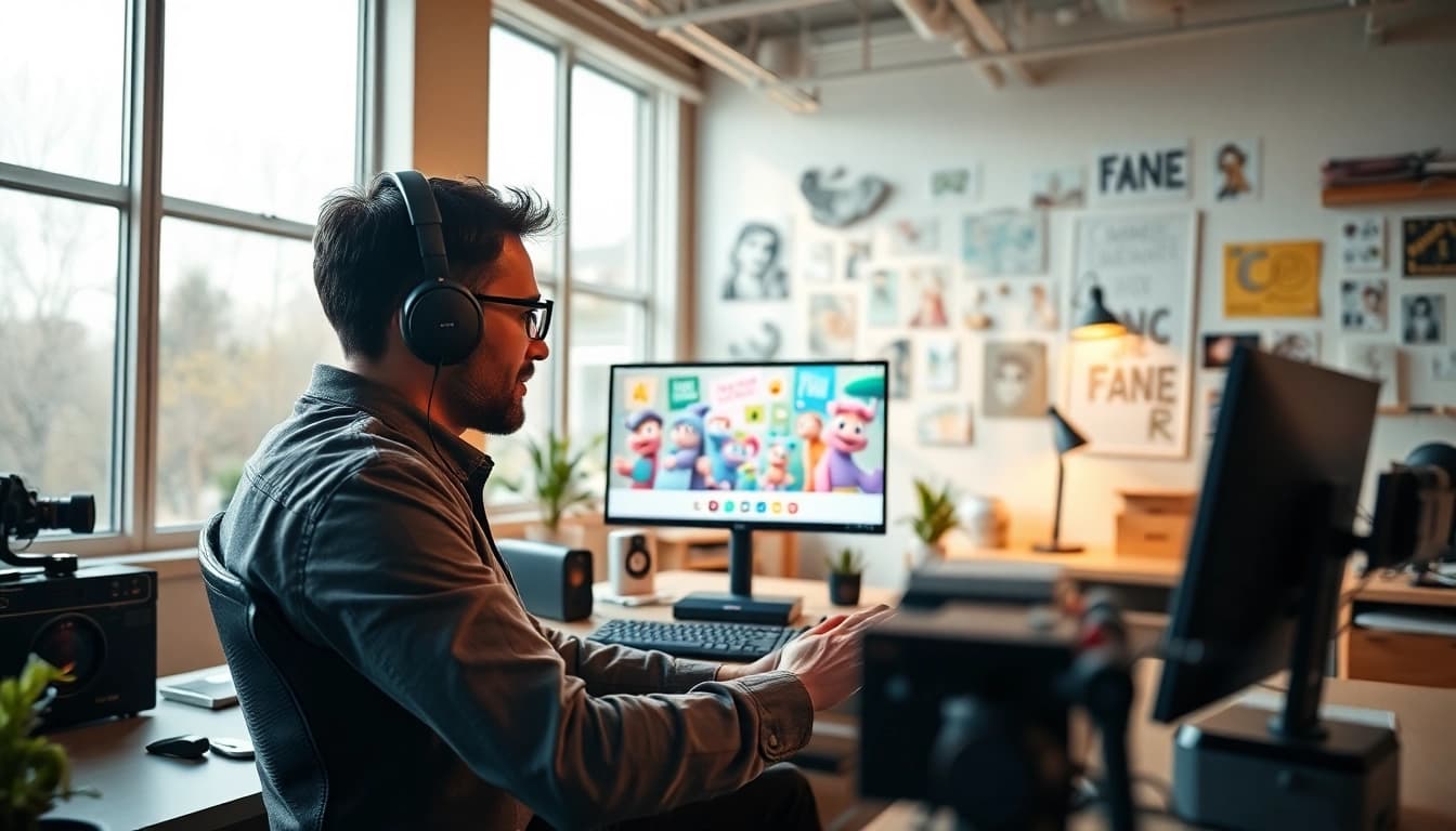 Animations erstellen mit einem kreativen Designer in einem modernen Arbeitsumfeld.