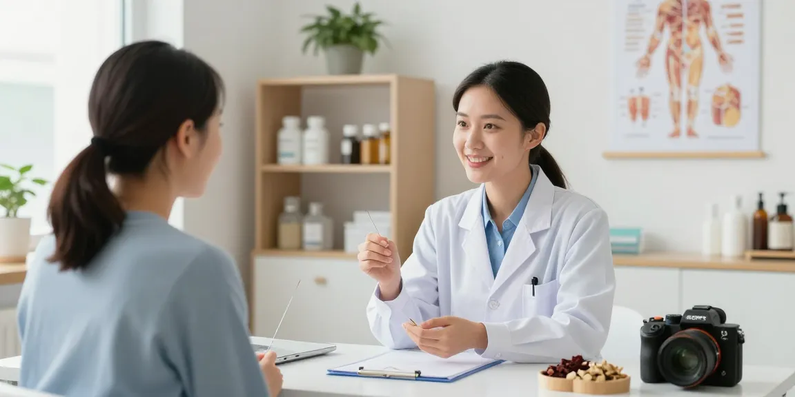 Expert treatment at 수원교통사고한의원 with a caring doctor consulting a patient in a calming clinic.