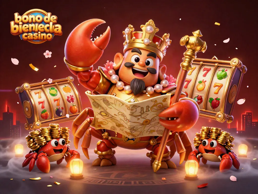 Accede al bono de bienvenida casino y descubre la mejor oferta con ilustración detallada de un cangrejo dorado.