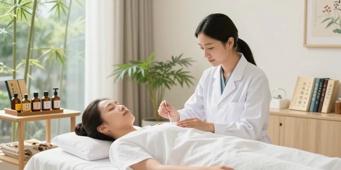 Acupuncture treatment at 수원한의원 wellness clinic promoting healing and tranquility.