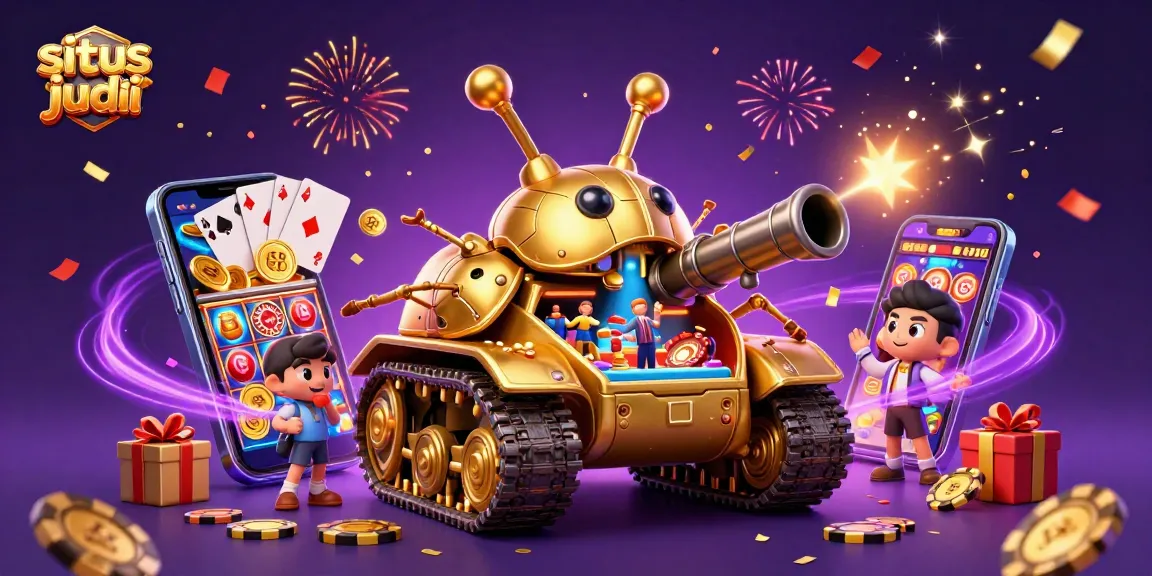 Menggali situs judi slot dengan kasino mini dalam tank keong emas, mengeluarkan koin berkilau.