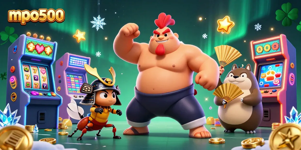 Experience thrilling gameplay at mpo500 with a vibrant 3D illustration featuring engaging casino elements.