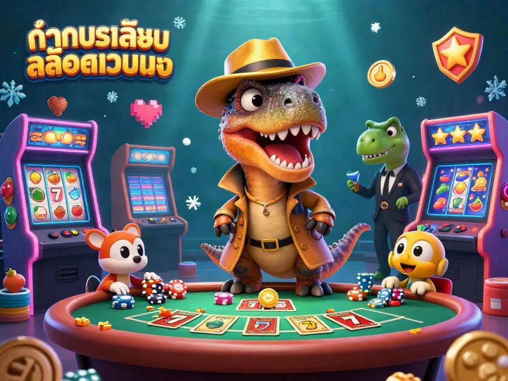 ทดลองเล่นสล็อตเว็บตรง กับภาพการ์ตูน 3 มิติที่มีไดโนเสาร์ในคาสิโน