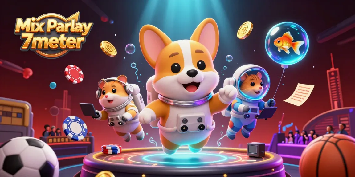 Engage in the exciting dynamics of Mix Parlay 7meter, featuring sports betting elements and vibrant casino visuals.