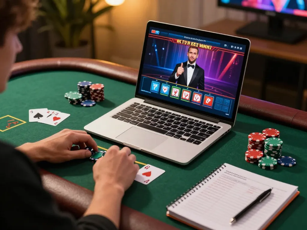 Player strategically placing bets on F8BET in a cozy online gaming setup with live dealer blackjack.