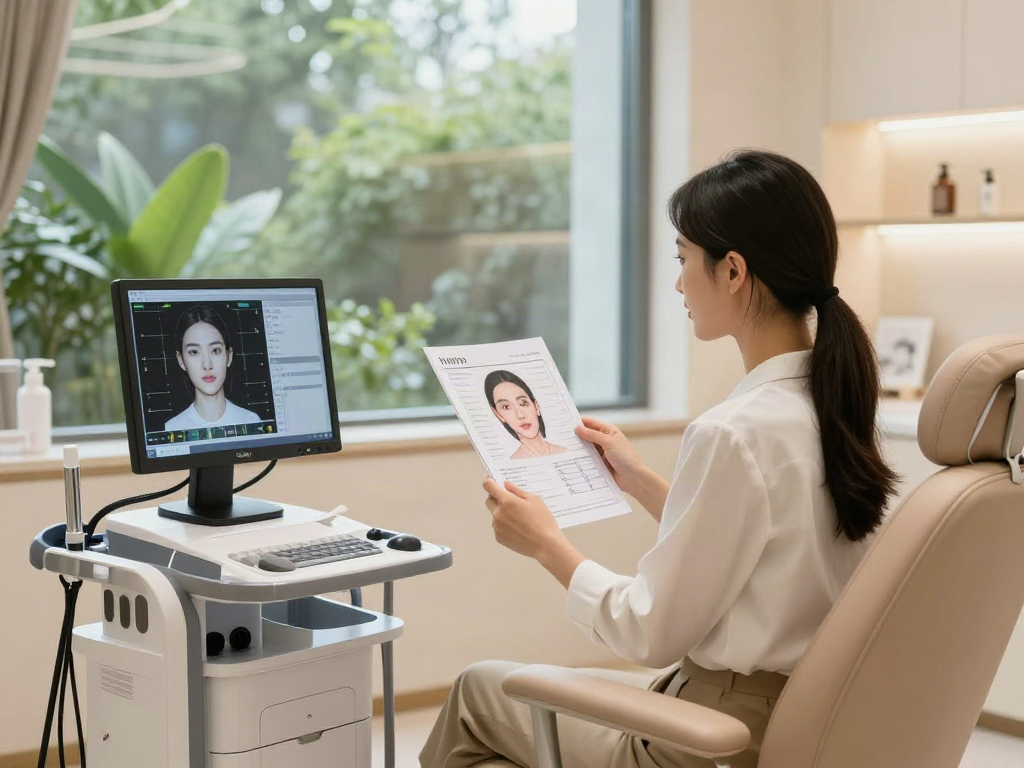ClinicEvo vs QOVES facial analysis comparison in a modern clinic setting