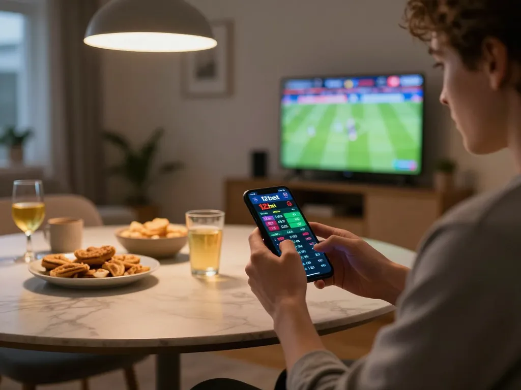 Đặt cược một cách mãnh liệt trên ứng dụng 12bet trong một sự kiện thể thao trực tiếp, trình bày một không gian thoải mái tại nhà.