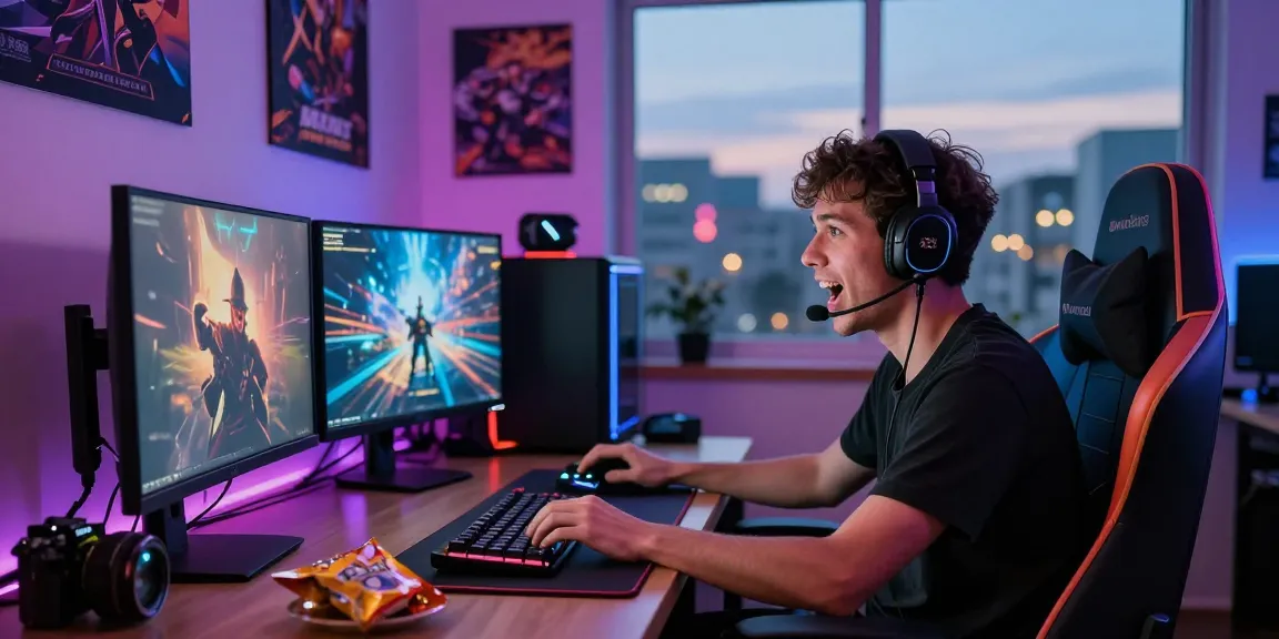 Engaged player enjoying MBM娛樂 online gaming experience with LED lights and vibrant decor