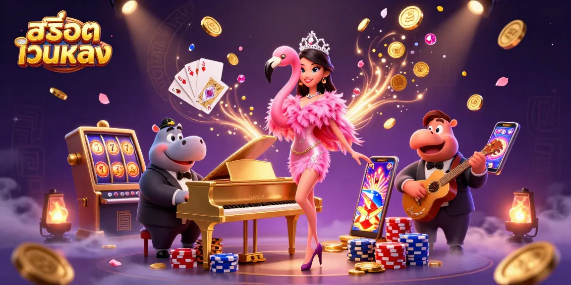 Experience exciting gameplay with สล็อตเว็บตรง and vibrant slot games amidst cascading coins and colorful chips.