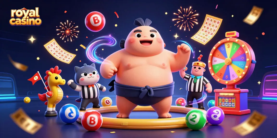 Experience the vibrant action of royal casino gaming with colorful elements and characters in a dynamic casino scene.