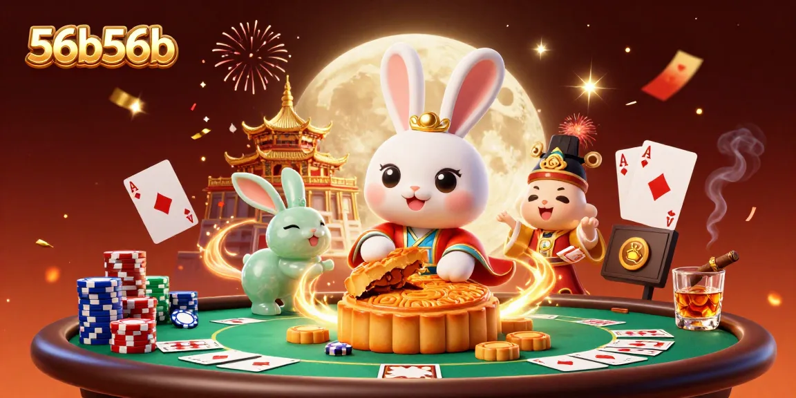 56b56b reúne um coelho lunar e um palácio em uma cena de cassino vibrante.