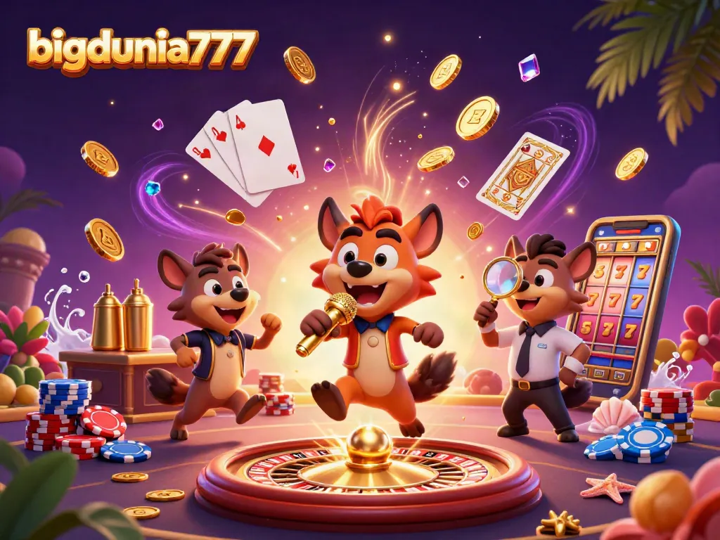 Experience excitement at bigdunia777 with hyenas enjoying a vibrant casino atmosphere.