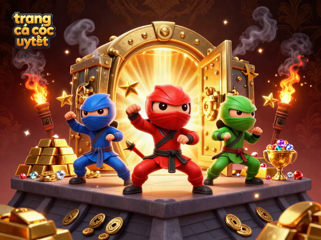 Hình ảnh "trang cá cược uy tín" thể hiện nhóm chameleon ninja đặc biệt trong 3D, góc nhìn ấn tượng về sòng bạc.