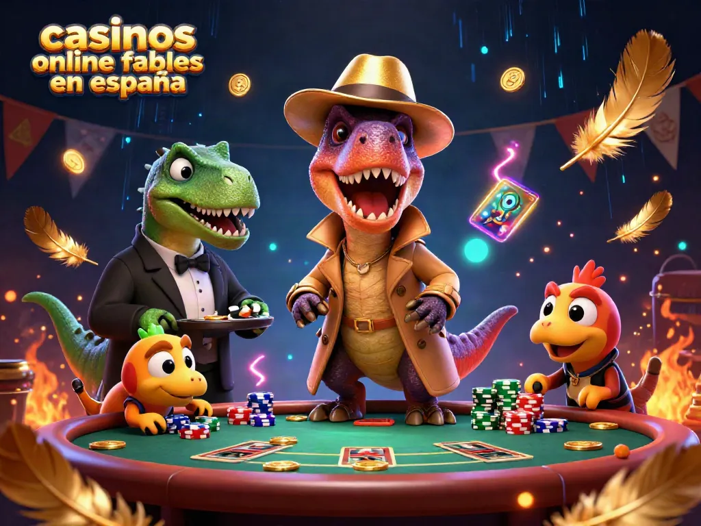 Los mejores casinos online fiables en España: velociraptor en una mesa de póker.