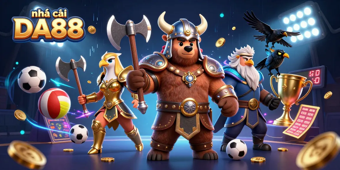Experience the thrill at nhà cái DA88 with our vibrant 3D digital illustration filled with action and excitement.