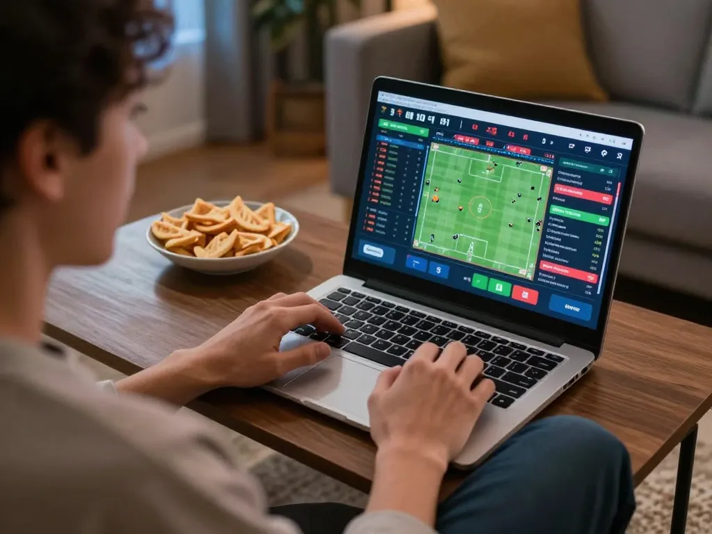 Player engaged in online sports betting on 78wingo, creating an immersive gaming environment.