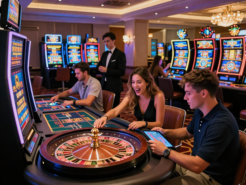 Exciting gaming atmosphere showcasing the newest EU online casinos with diverse players engaged in games.