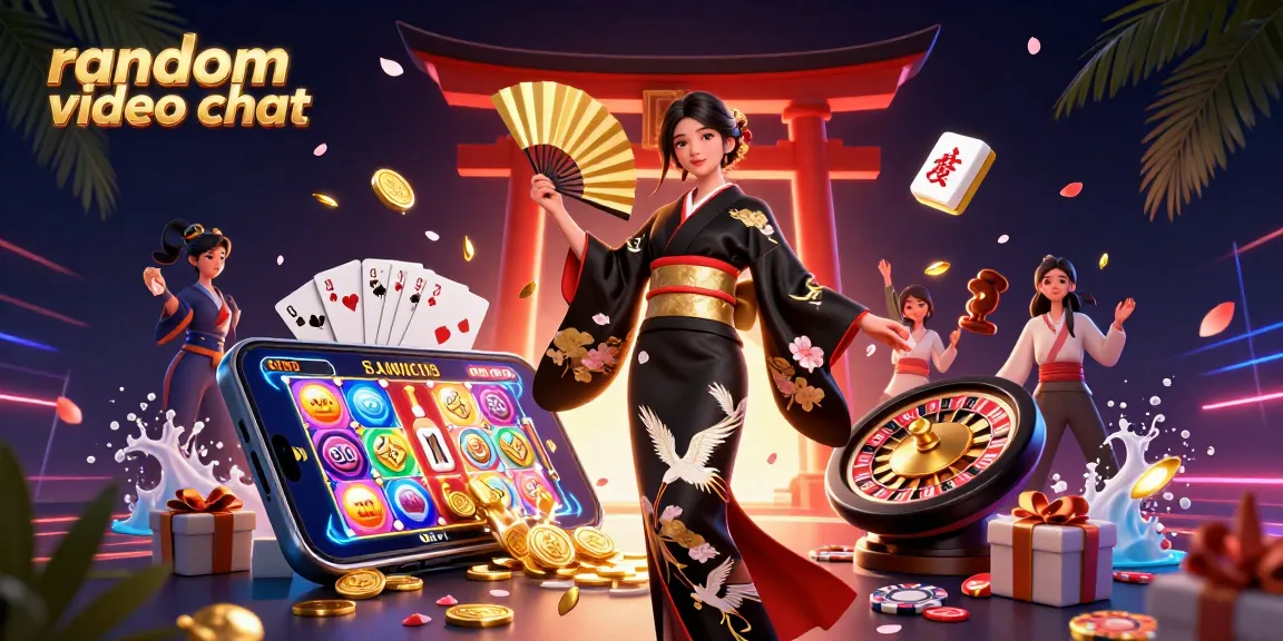 Engage in random video chat with unique 1v1 interactions surrounded by vibrant casino elements.