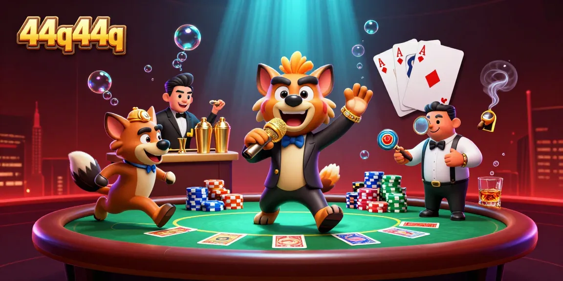 44q44q oferece diversão em cassinos com comédia de hiena e jogos de cartas.