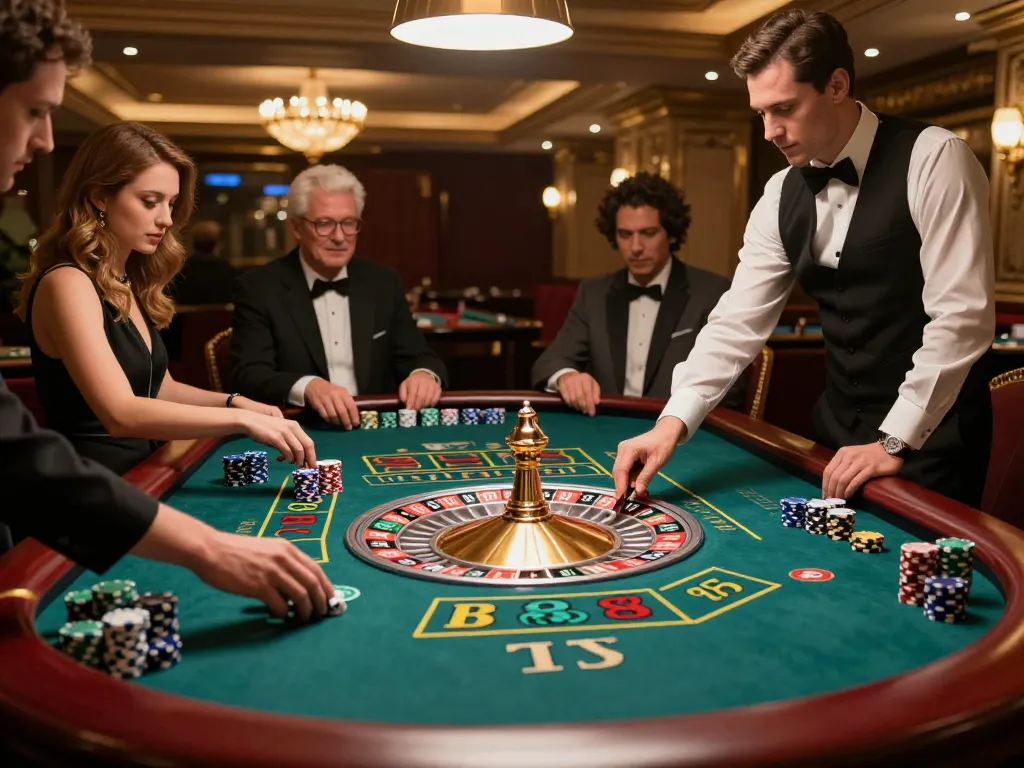 Engaging roulette gameplay at cm88-t1 casino with a lively atmosphere and players placing bets.
