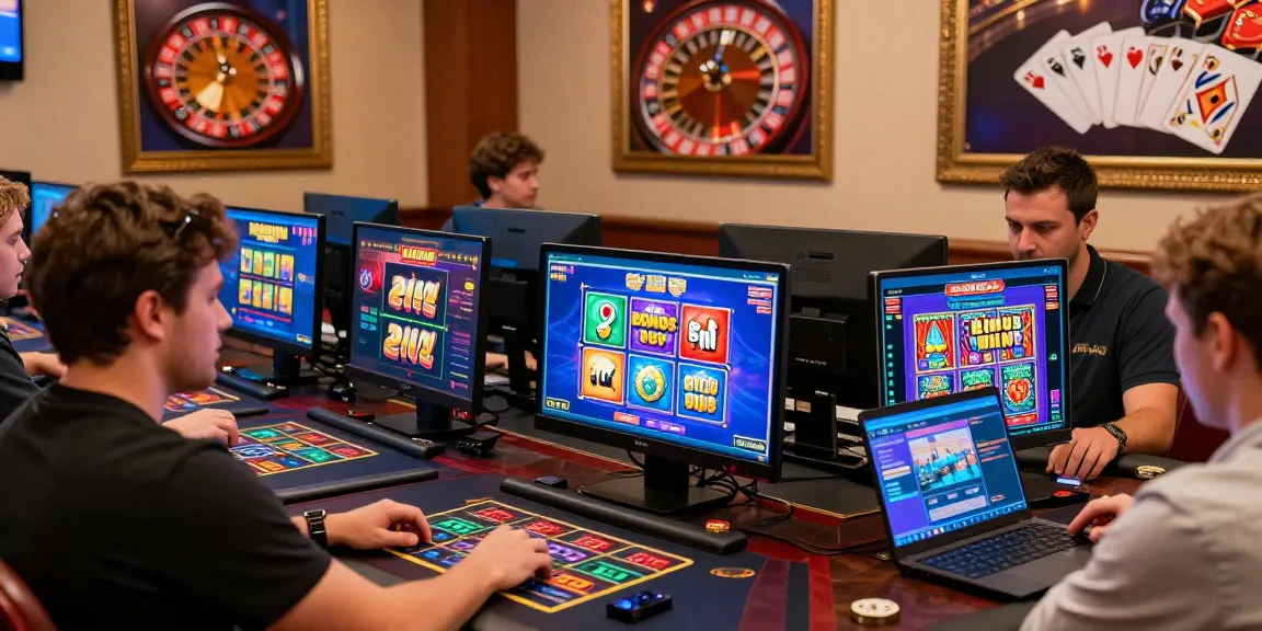 Dynamic gaming experience showcasing casinos not on gamstop UK with players enjoying slots and live dealer games.