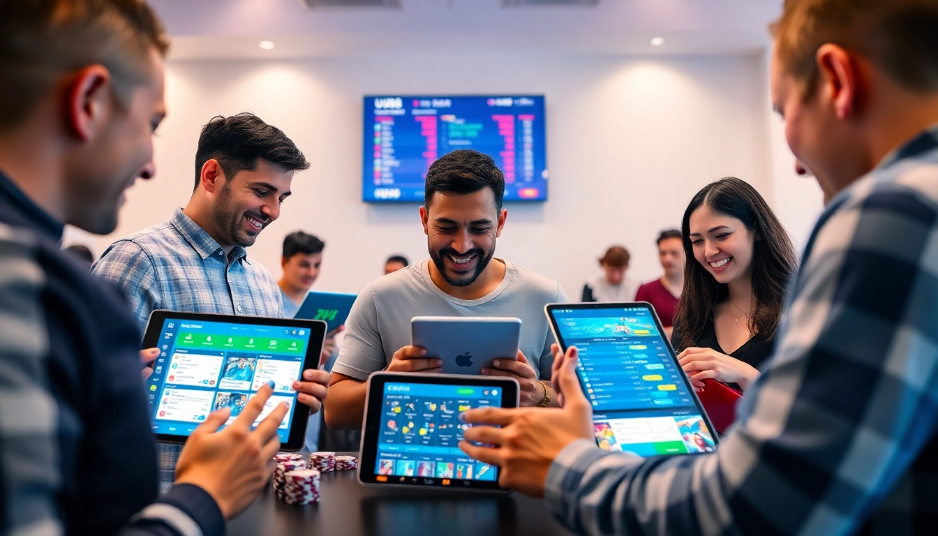 UU88 online betting platform with diverse users engaging in sports betting and casino games in a modern setting.