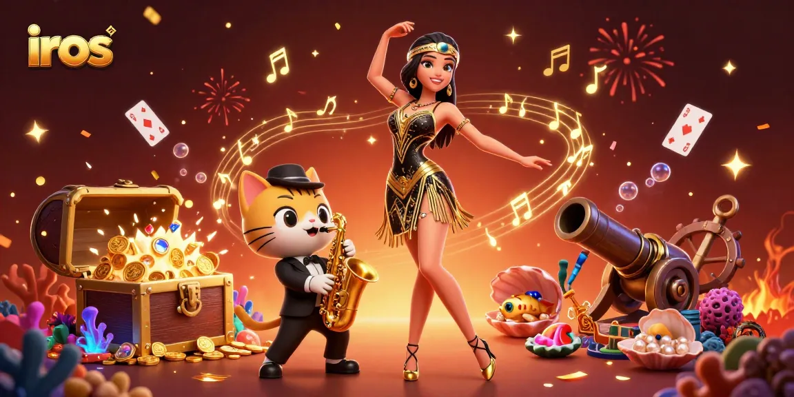 Experience iros with vibrant casino-themed characters, celebrated in a dynamic illustration.
