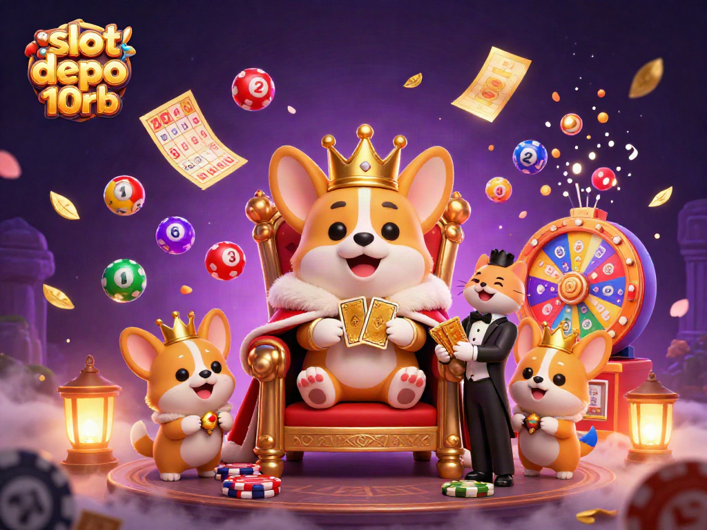 Experience excitement and wins at slot depo 10rb with a magical royal corgi scene.