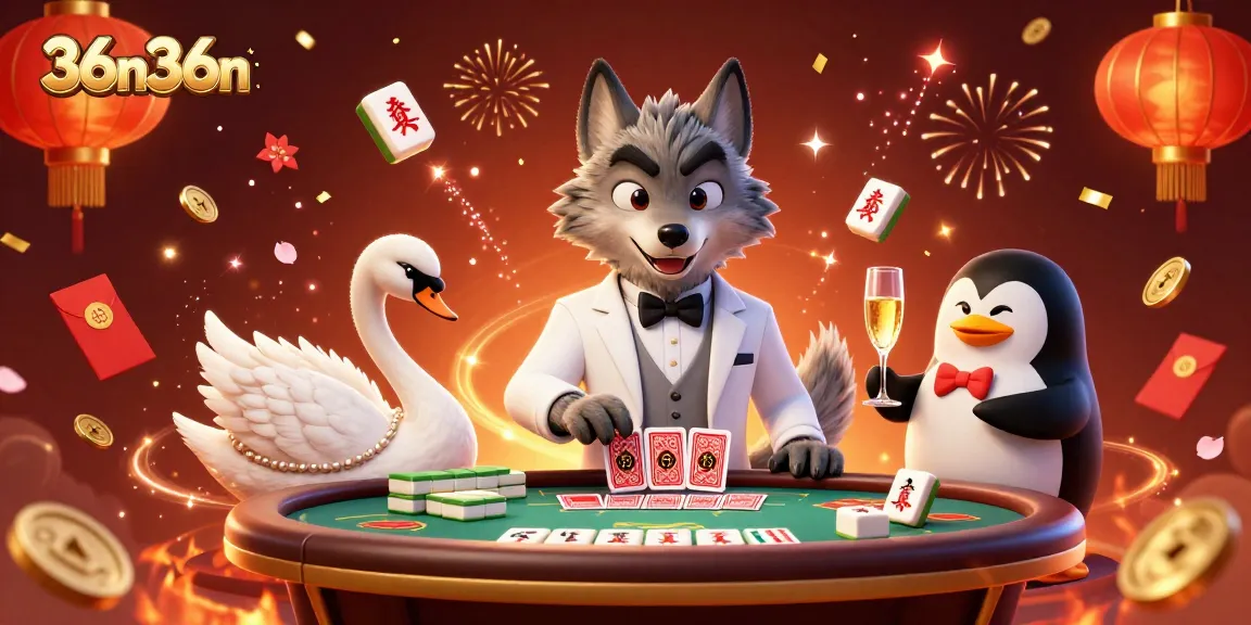 Aposte com 36n36n enquanto um lobo elegante joga baccarat com uma elegância incomparável.
