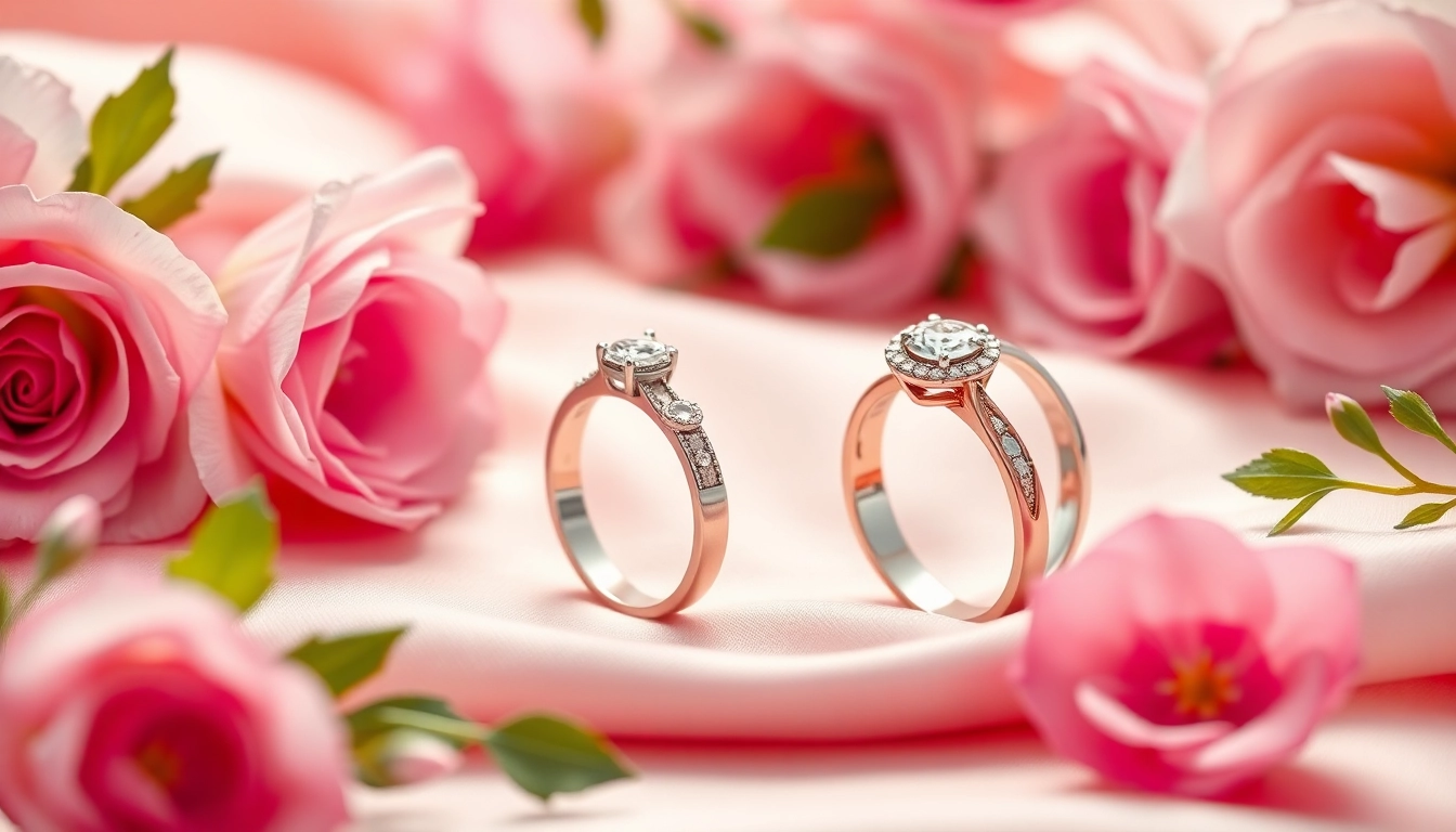 Couple rings displayed in an elegant setting, highlighting their exquisite designs and craftsmanship.