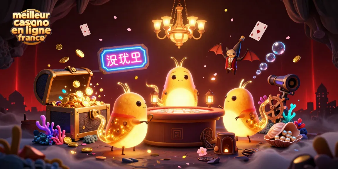 Découvrez le meilleur casino en ligne France avec un décor de casino animé et des éléments lumineux captivants.