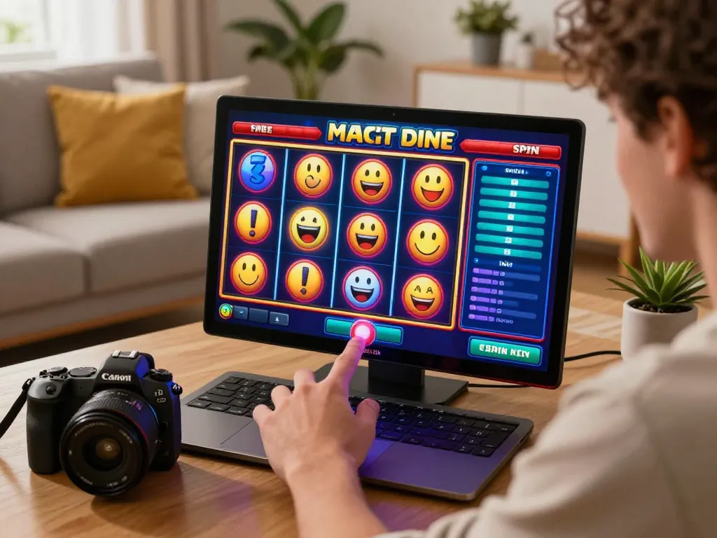 Engaging gameplay of slot gacor gampang menang on a smartphone in a cozy living room.