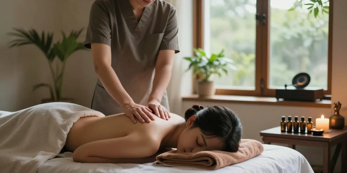 Relaxing Swedish 마사지 session in a serene spa environment.