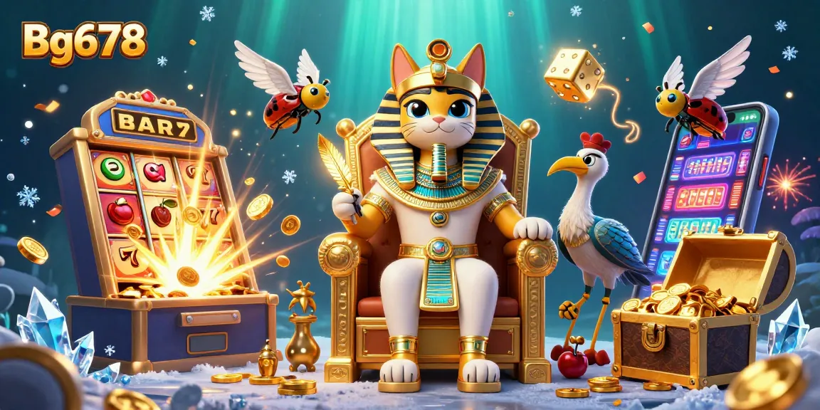 Experience the excitement of Bg678 with a stunning scene of slot machines, gold, and gaming thrills
