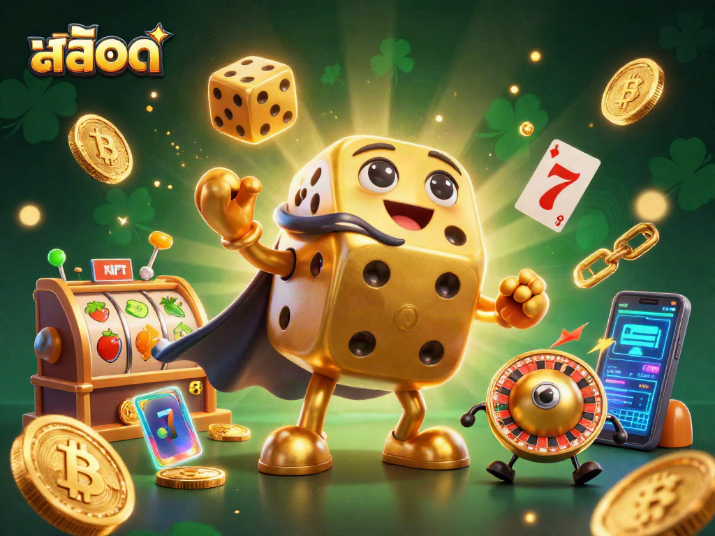 Engage with สล็อต gaming through a vibrant scene of cartoon characters and dynamic casino elements.