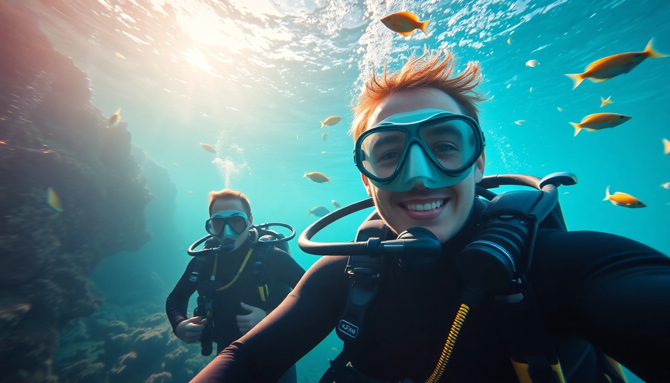 Schnuppertauchen diving experience with colorful fish and coral reefs underwater.