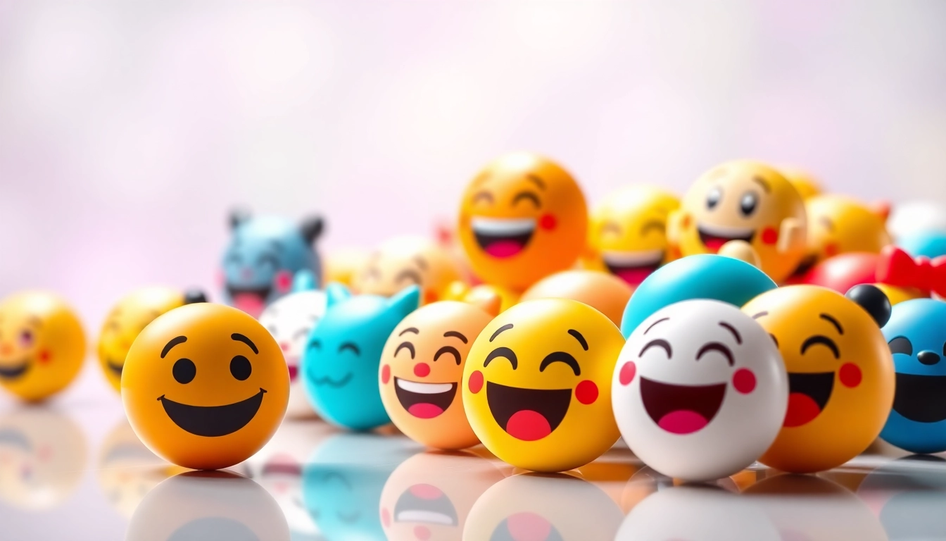 Showcasing various tiktok emojis displayed creatively on a colorful digital background.