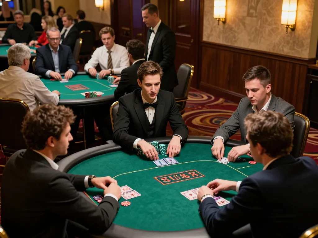 uu88 poker tournament in action with focused players and dynamic dealer management, showcasing luxury ambiance